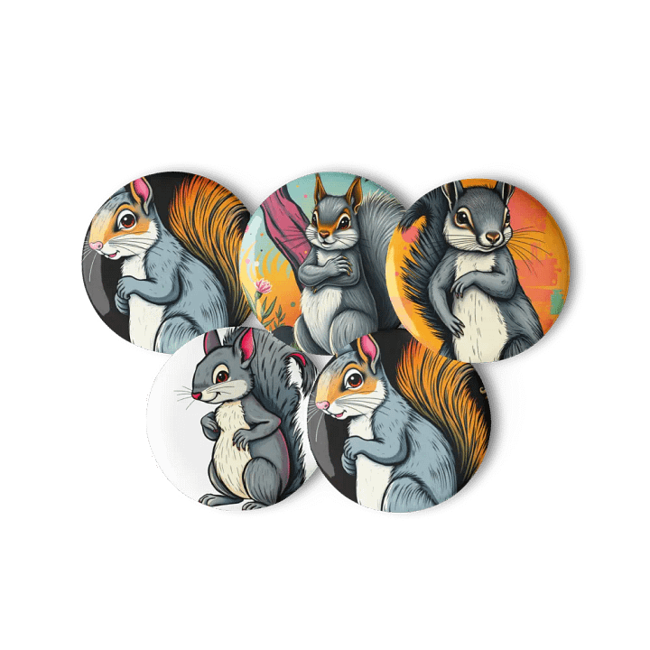 Whimsical Squirrel Pin Button Set product image (3)