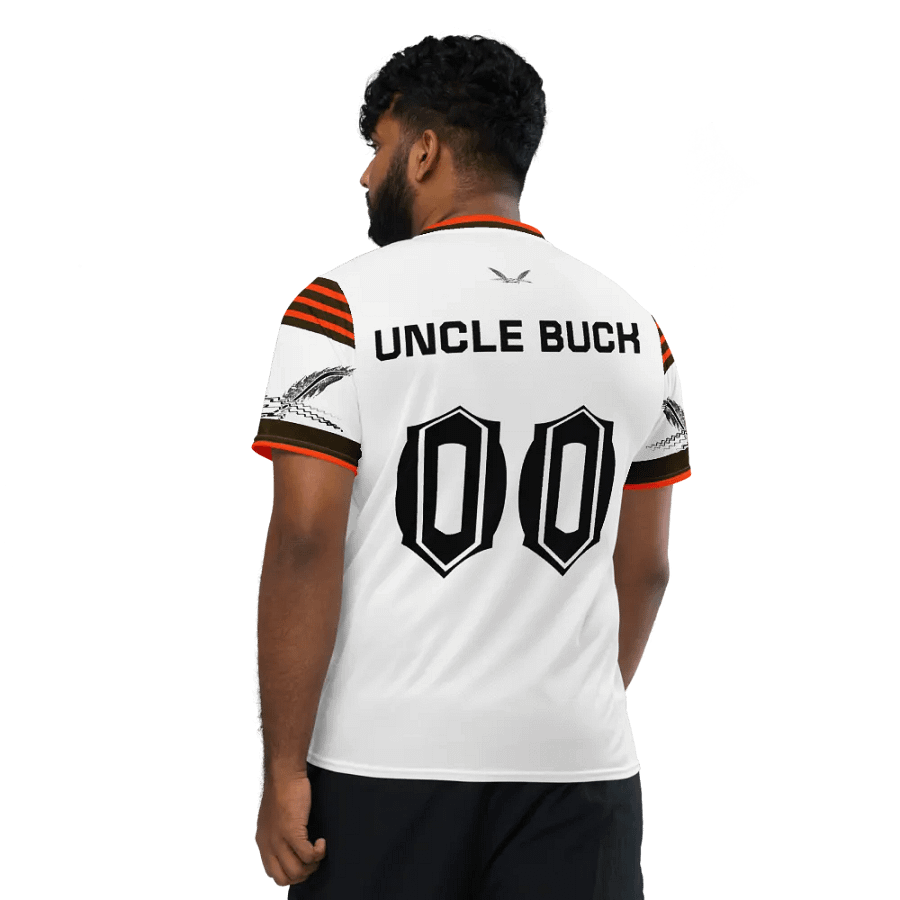 Capital UNCLE BUCK - White - Black HApex Gear Black Logo - Recycled Unisex Sports Jersey product image (4)