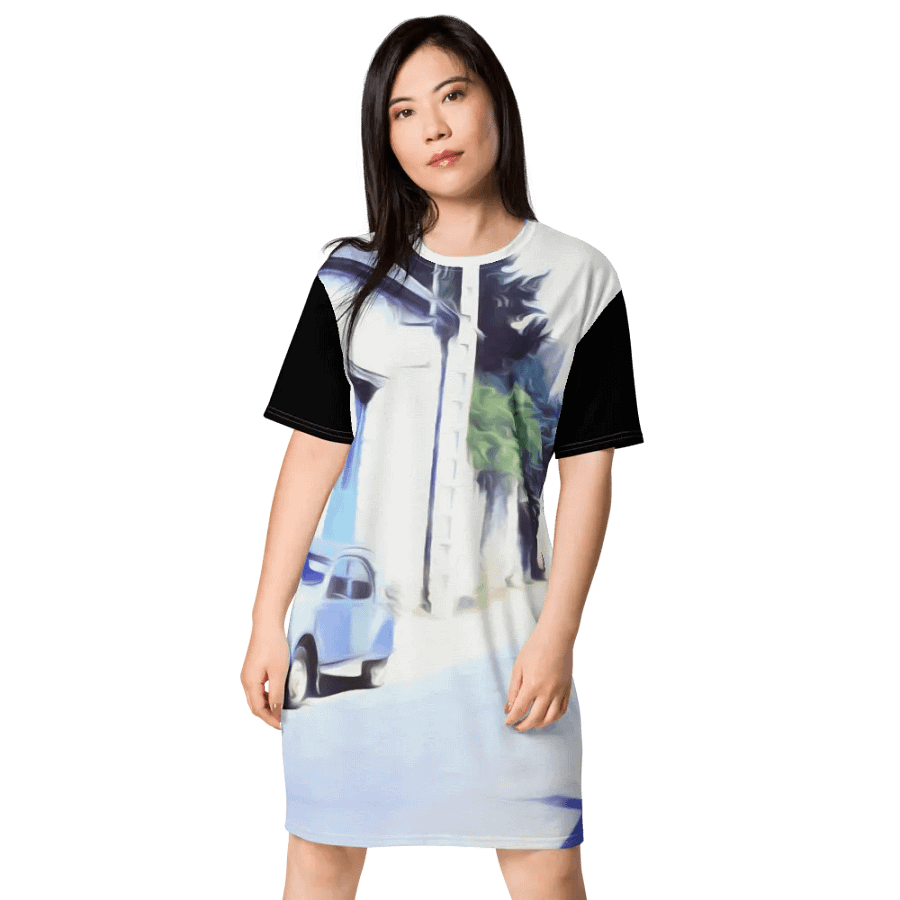 Vintage Blue Car Tshirt Dress product image (4)