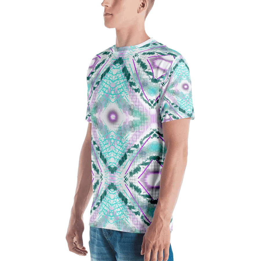 Aqua Mesh Geometric Design T-Shirt product image (4)