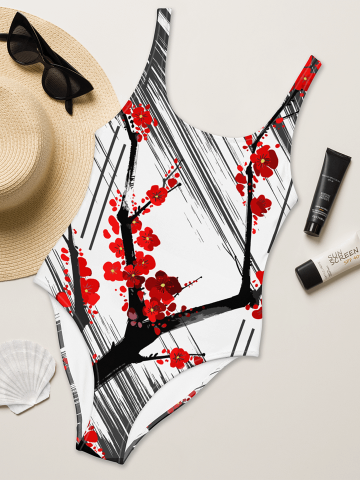 Sakura Blossom Burst - Swimsuit Black and White product image (1)