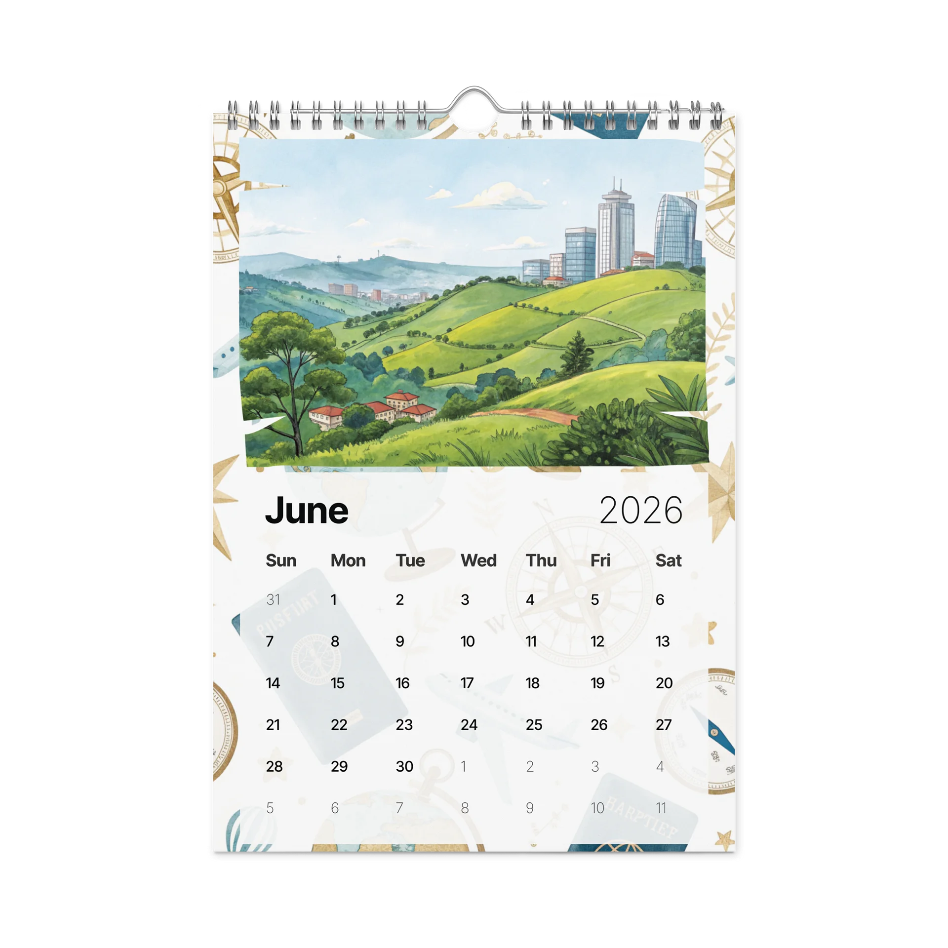 World Capitals Wall Calendar 2026 – Watercolor Journey Through 12 Hidden Gems Around the Globe product image (8)