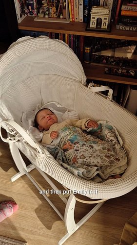 New (fake) baby = new crib! @clairdelunebaby #clairdelunebaby #siliconebaby #siliconedoll #mosesbasket