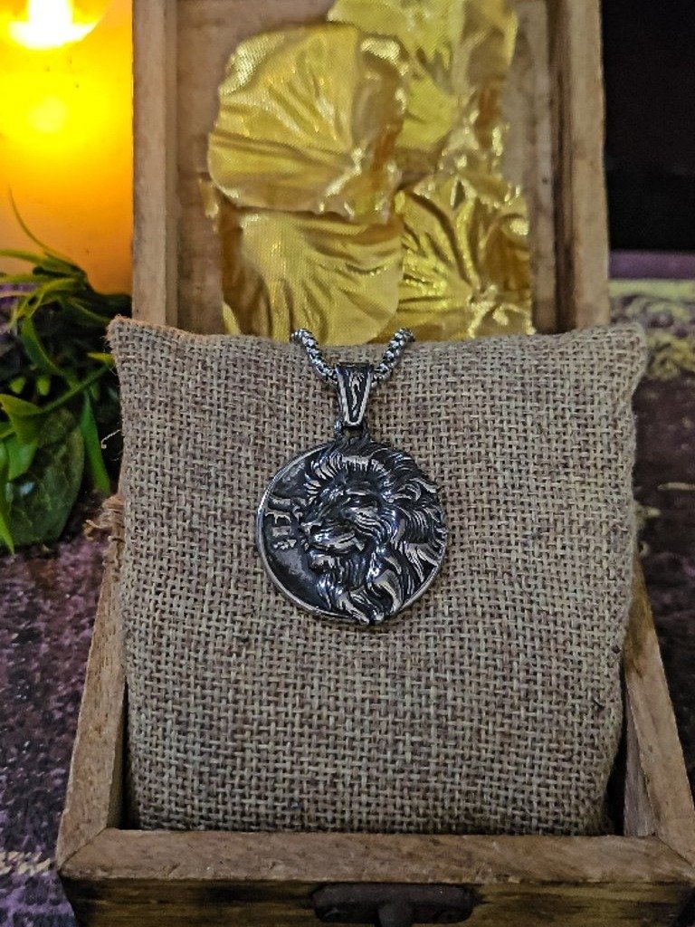 The Armored Kingdom Lion of the Iron Pride Necklace-Stainless Steel-Detailed Lion Head Design product image (2)