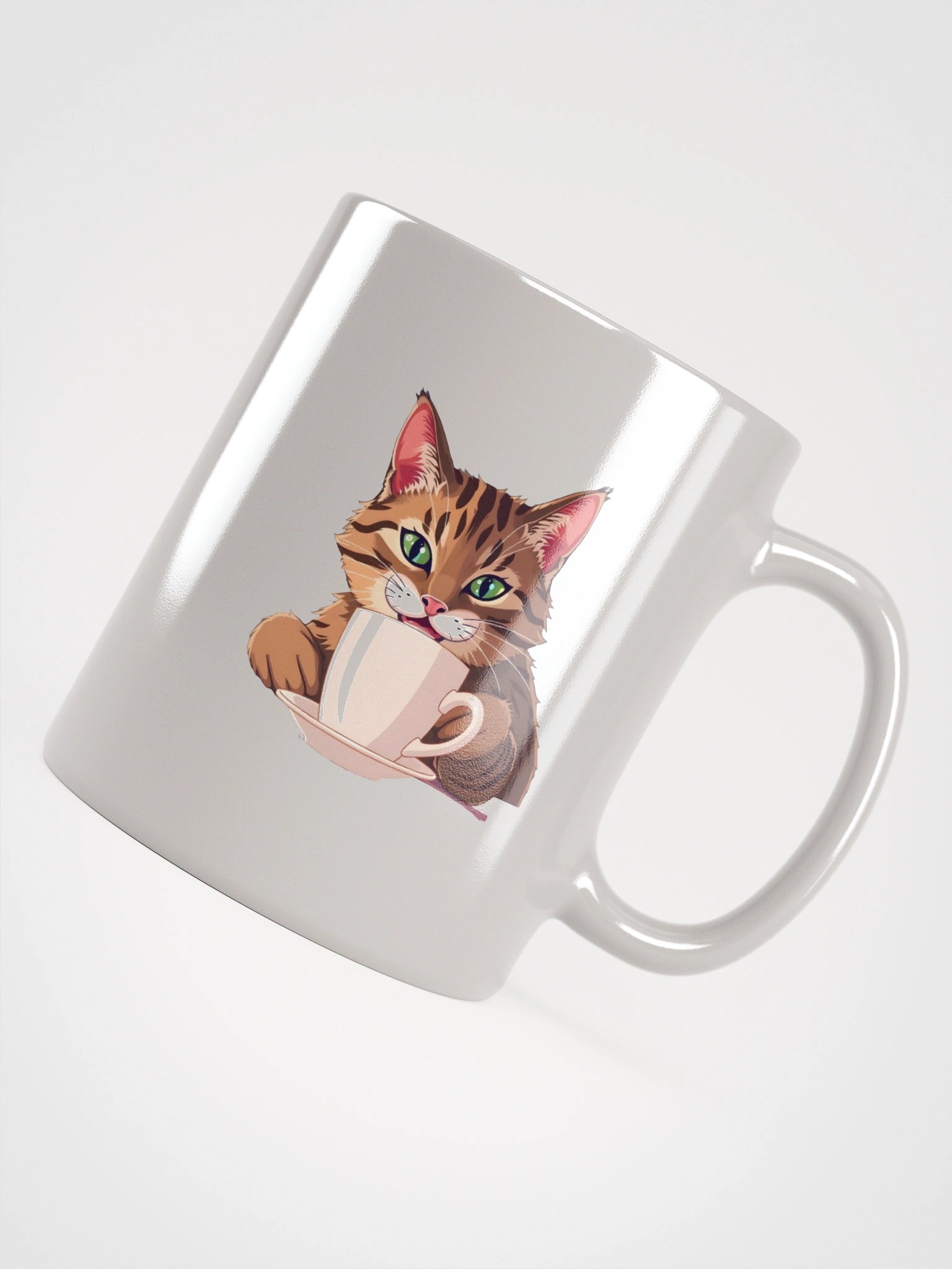 White Glossy Mug-Caffeine Cat product image (13)