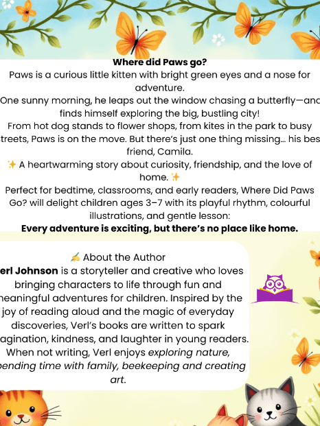 Where Did Paws Go?: A Curious Kitten’s City Adventure Children’s Picture Book for Ages 3–7 product image (2)