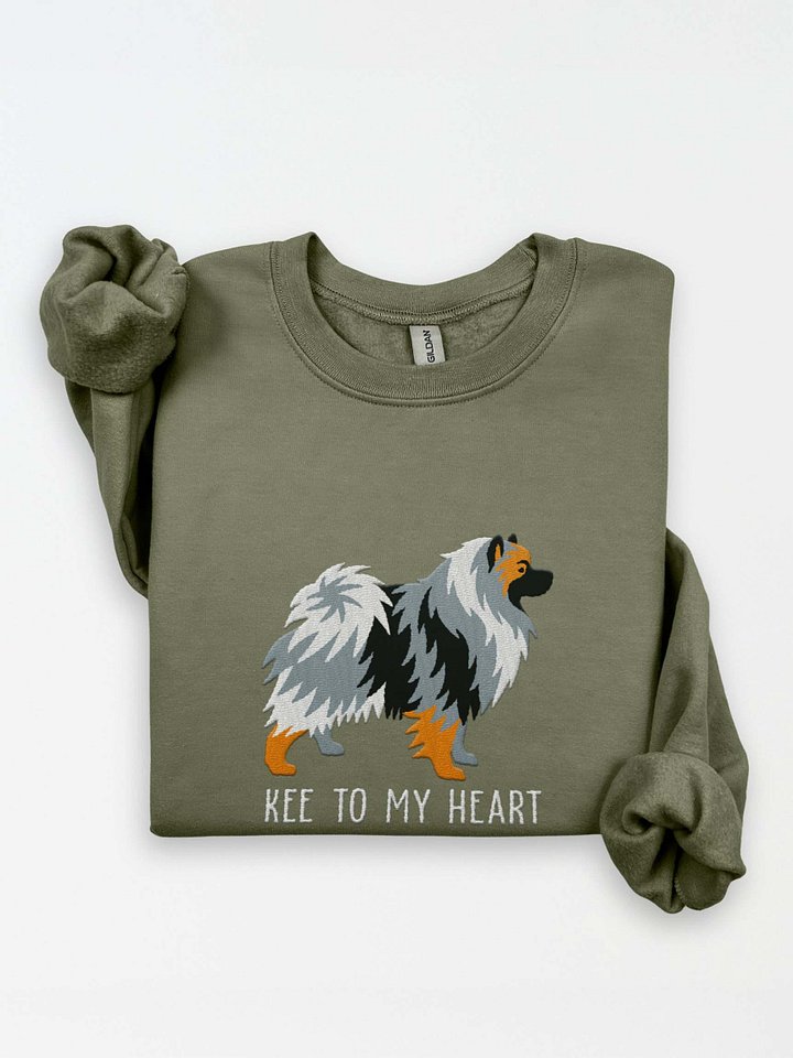 Kee to My Heart Sweatshirt (Embroidered) of a Keeshond(Brownish Gray) product image (1)