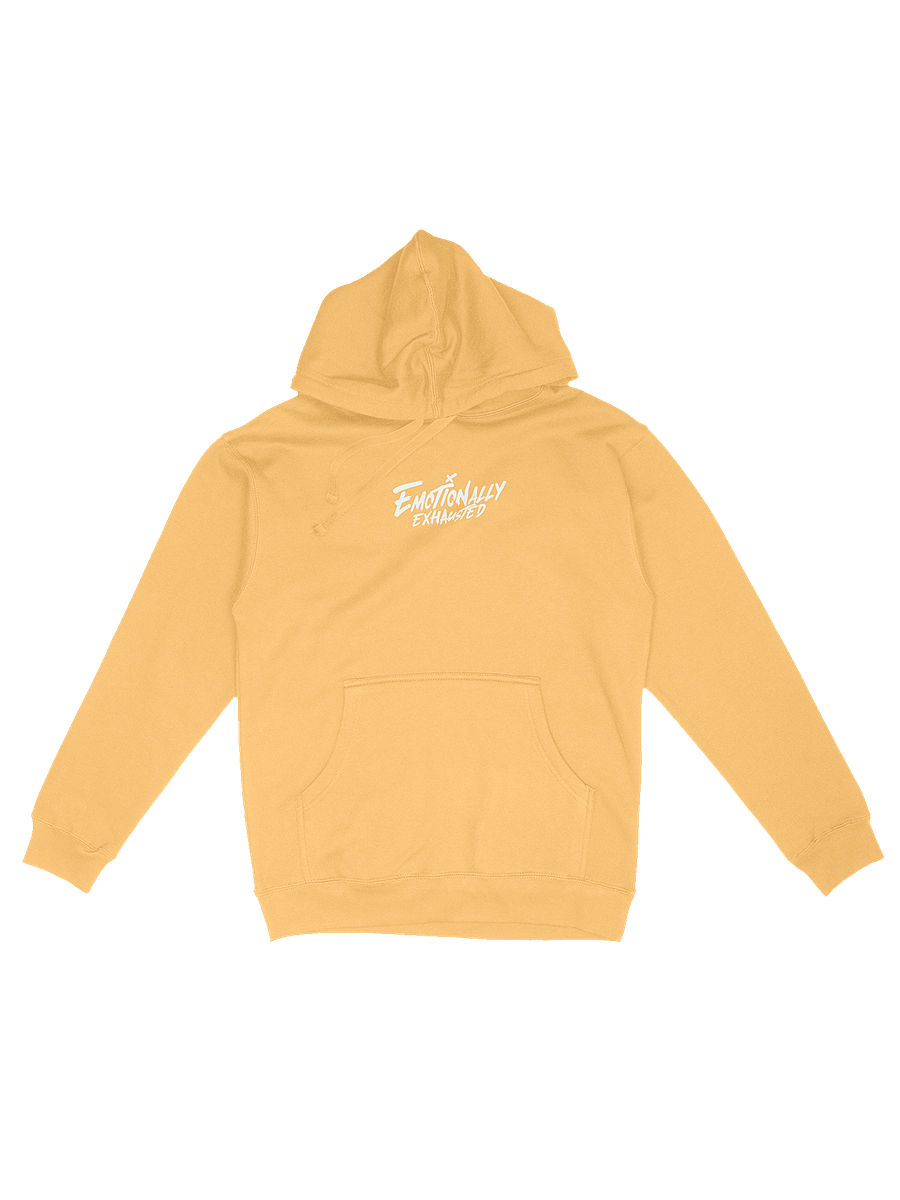 EMOTIONALLY EXHAUSTED PEACH PASTEL HOODIE product image (1)