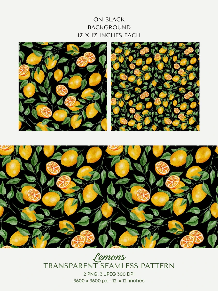 Single Lemon Seamless Pattern No4. Premium Watercolor product image (2)