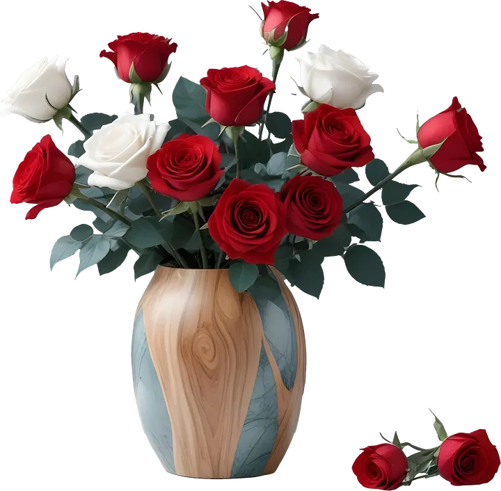Eternal Romance – Natural Elegance Rose Vase PNG product image (1)