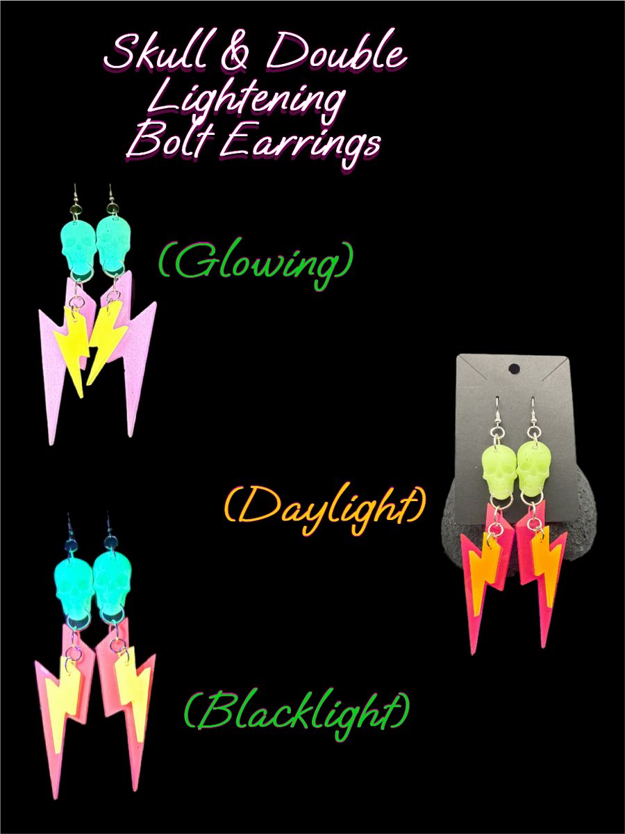 Resin Earrings - Skull/Lightening Bolt product image (5)