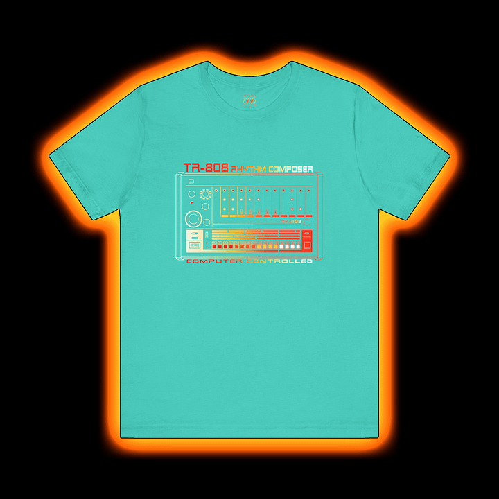 TR-808 T-Shirt - Roland 808 Rhythm Composer Drum Machine) by Vintage Voltage (COLOUR PRINT B) product image (1)