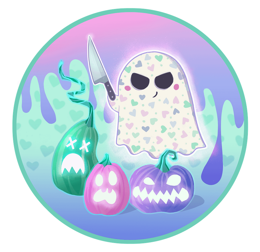 Pastel Little Ghost Pumpkin Carver - Greeting Card product image (2)