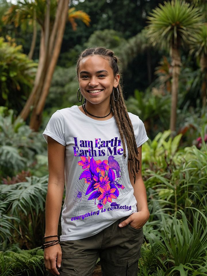 Unisex I am Earth, Earth is Me - Everything is Connected Decolonisation Tee - Neon Brights Puawananga Bird and Kauri Snail remix product image (67)