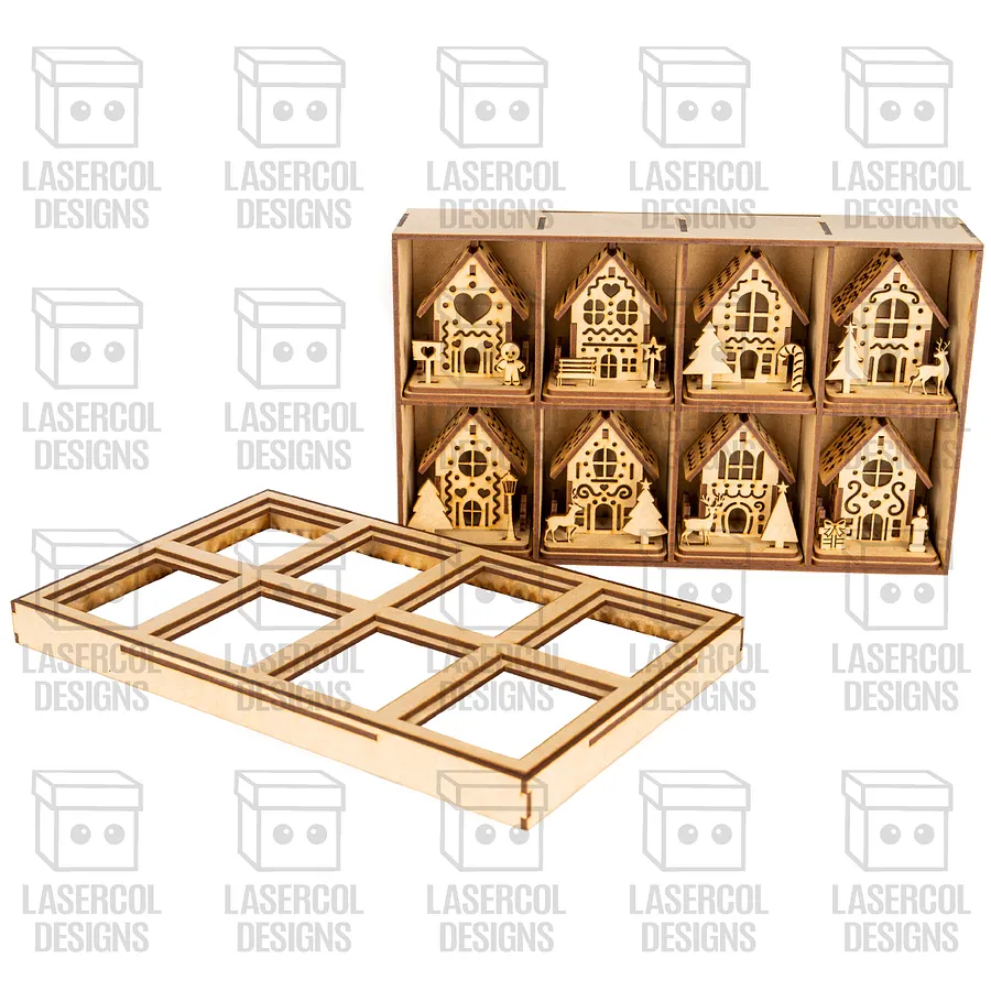 Christmas Houses Ornaments Boxes Set 2 (8 Houses Styles) - Laser Cut Files product image (6)