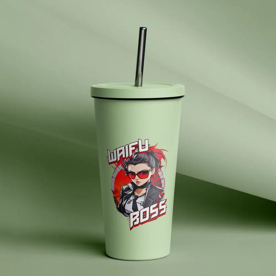 Waifu Boss 20 oz Tumbler Cup - Mint - Insulated Tumbler with a Straw v1 product image (12)