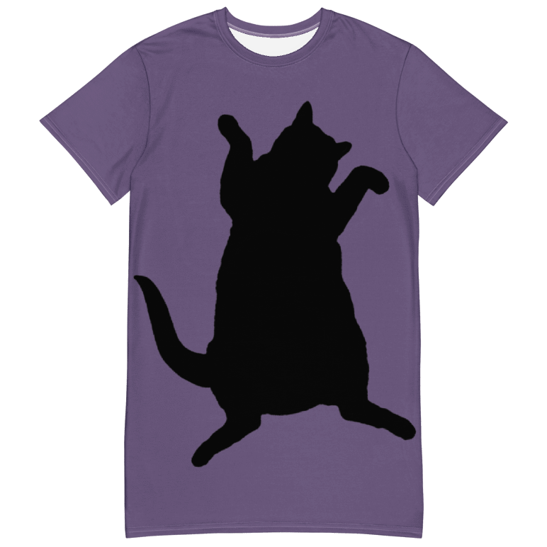Dancing Demeowcracy Feline Purple T-Shirt Dress product image (3)
