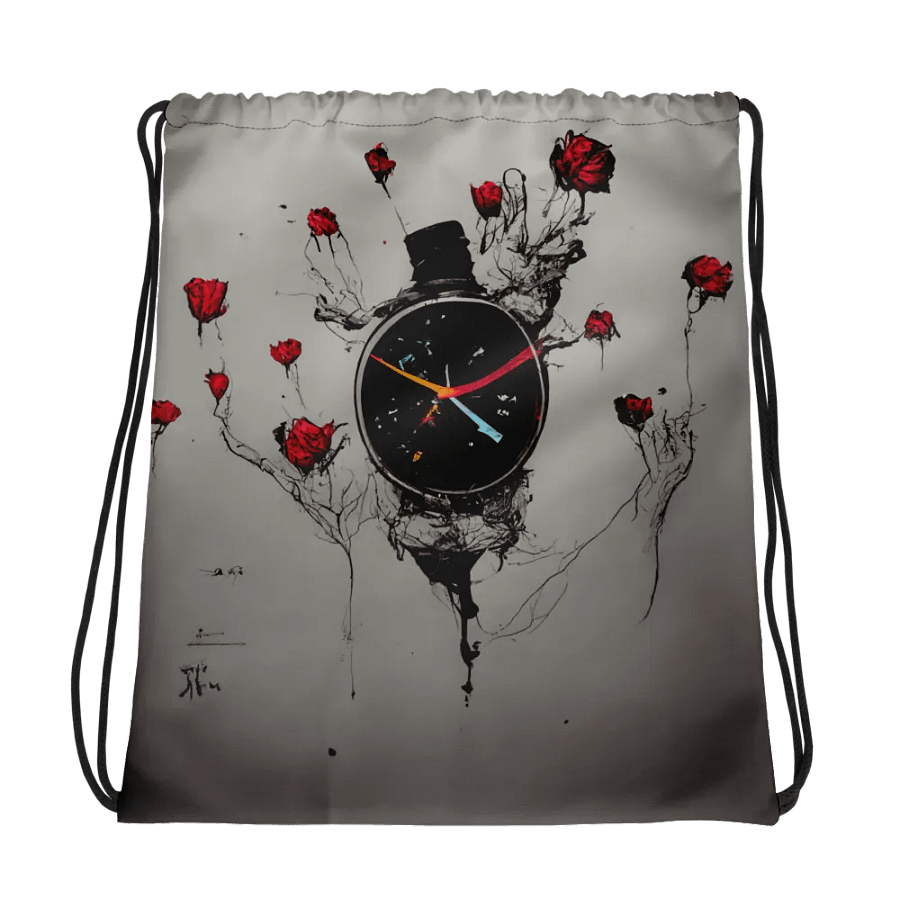 Surreal Timepiece Roses Drawstring Bag product image (1)