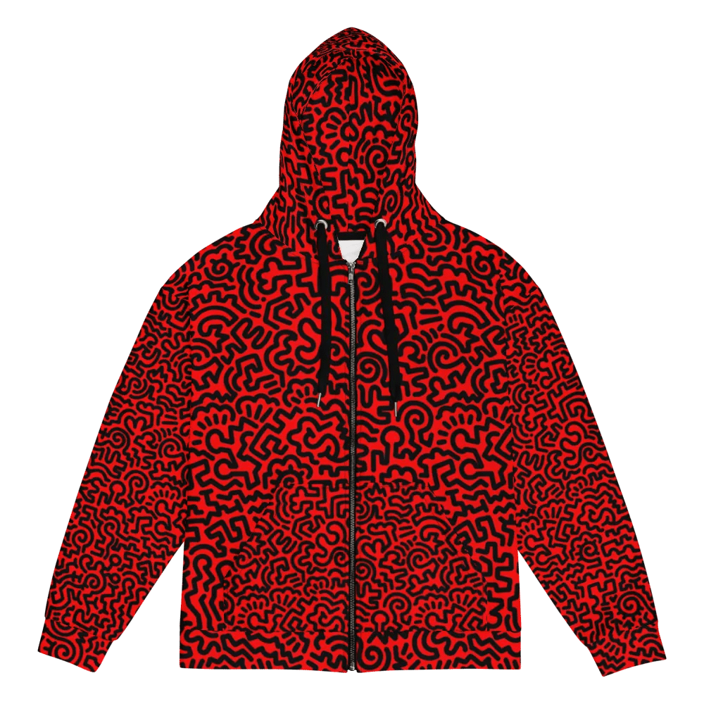 Black on red Doodle Zip Hoodie product image (1)