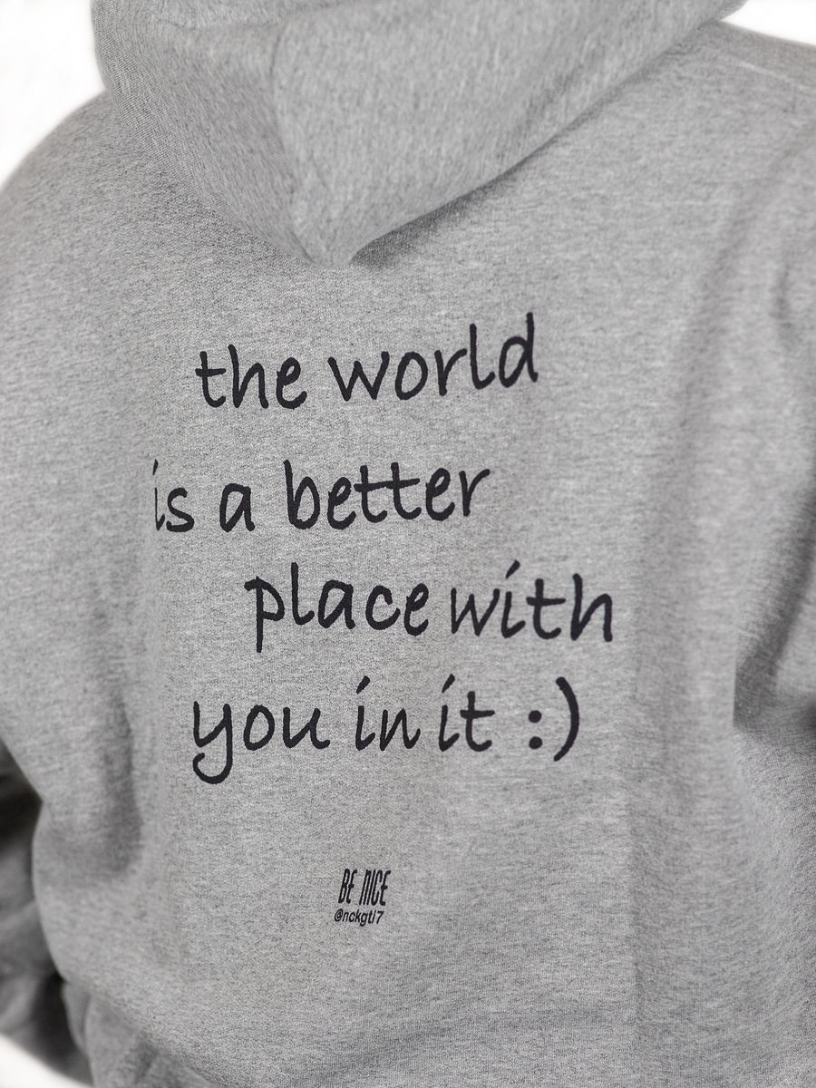 BE NICE Embroidered Message Hoodie (Black Text) product image (8)