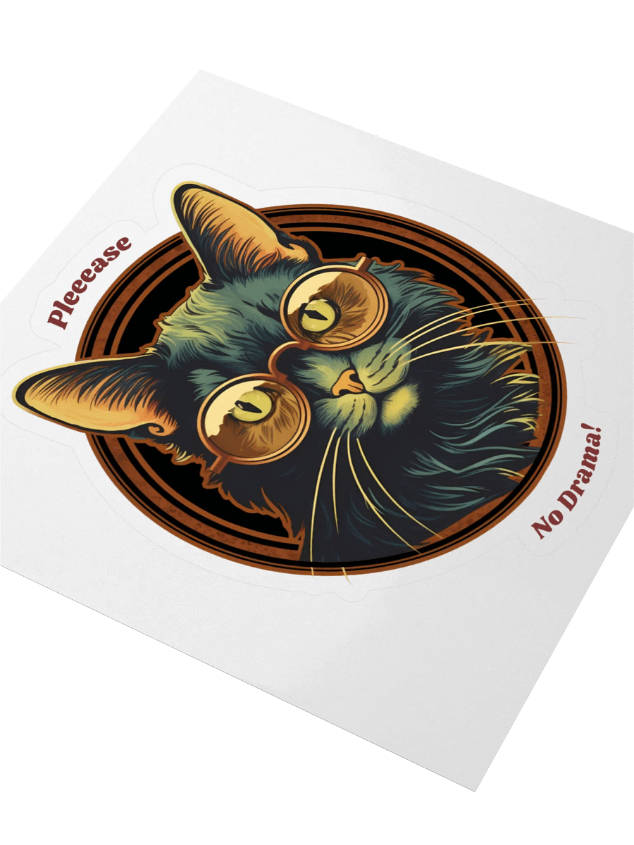 Cat with Glasses Please No Drama! Sticker product image (3)