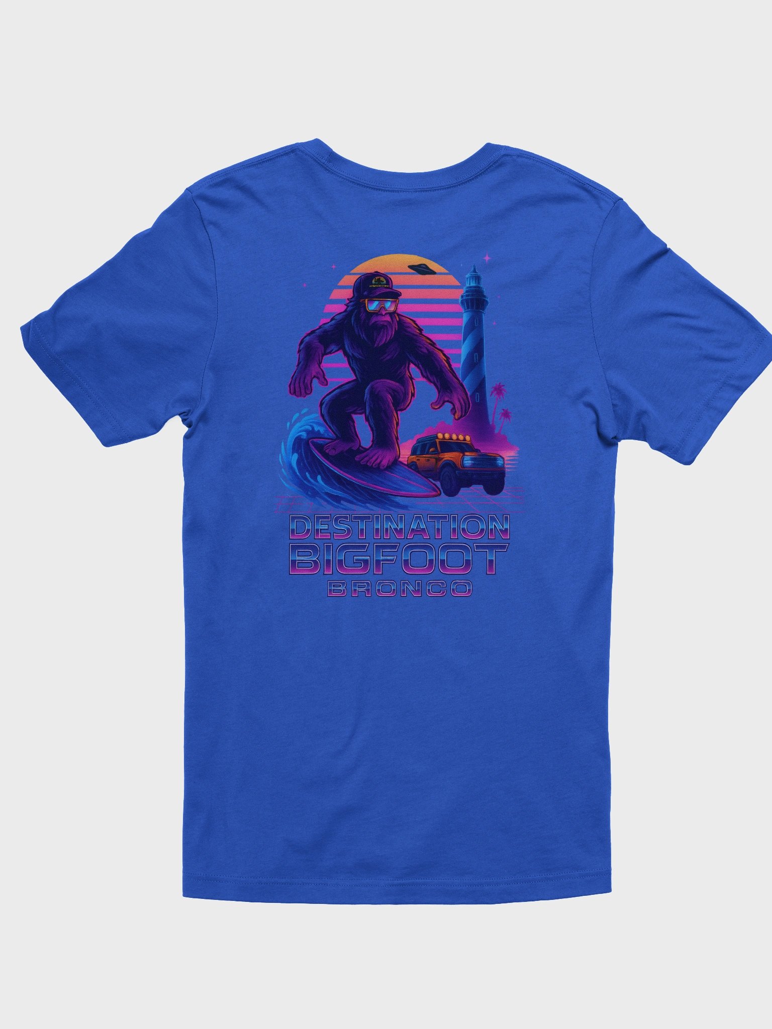 Destination Bigfoot Bronco Synthwave T-Shirt (Blue) product image (2)