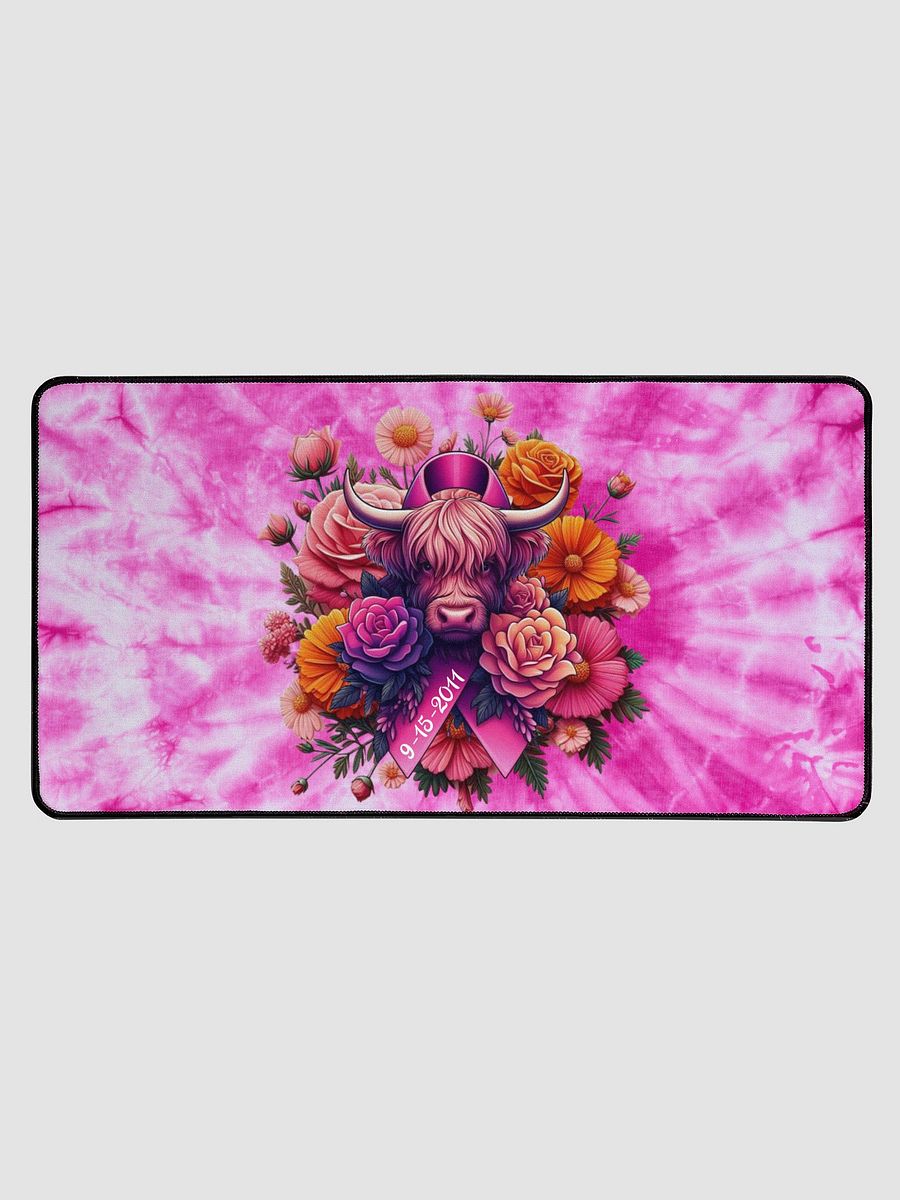 Highland Cow Blooms Breast Cancer Awareness Desk Mat product image (1)