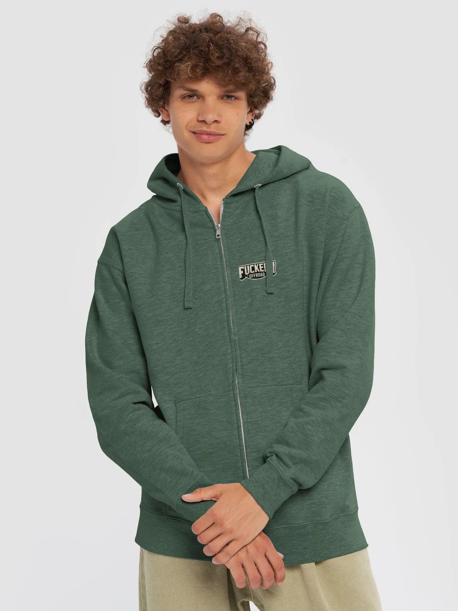 Unisex Zip-up Hoodie with F*ckery Jeep Logo - Clean product image (5)