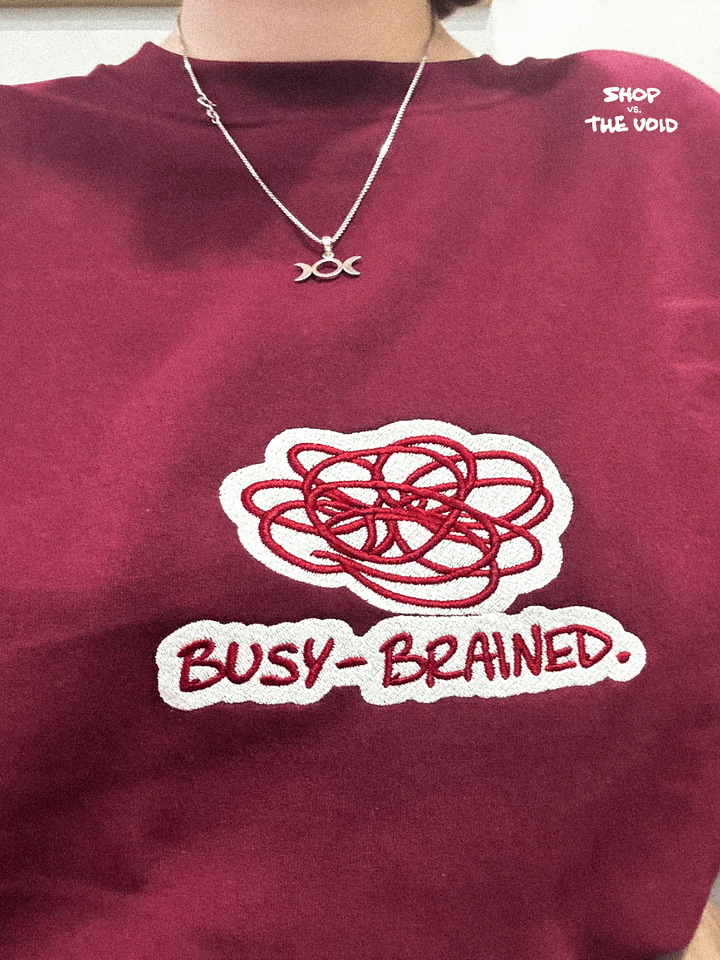 BUSY-BRAINED. (lg. maroon bubble design) embroidered crewneck product image (1)
