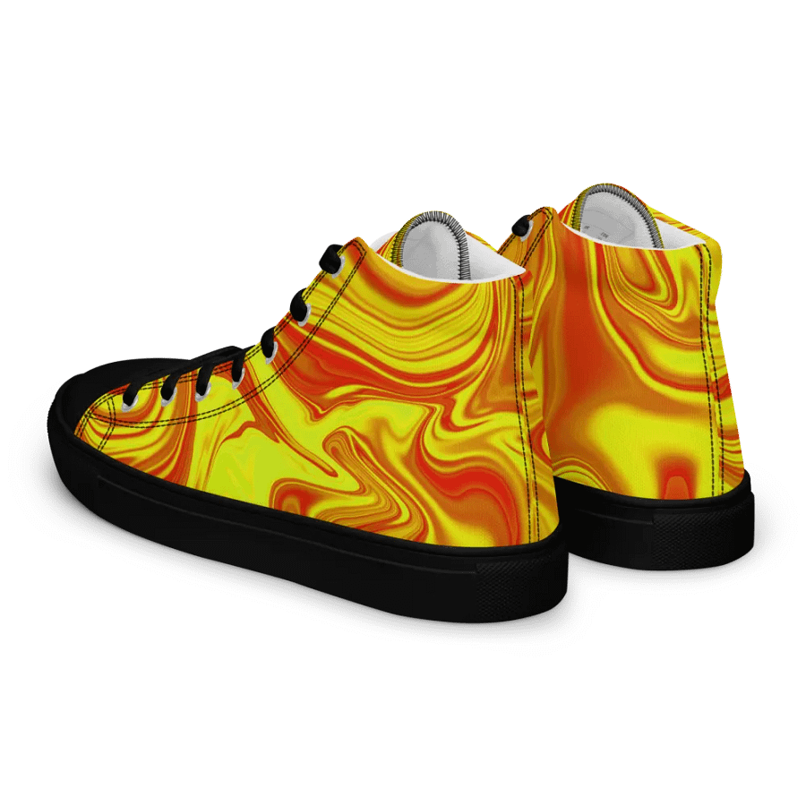 Women's High Top Canvas Shoes - Yellow and Red Digital Fluid Art product image (4)