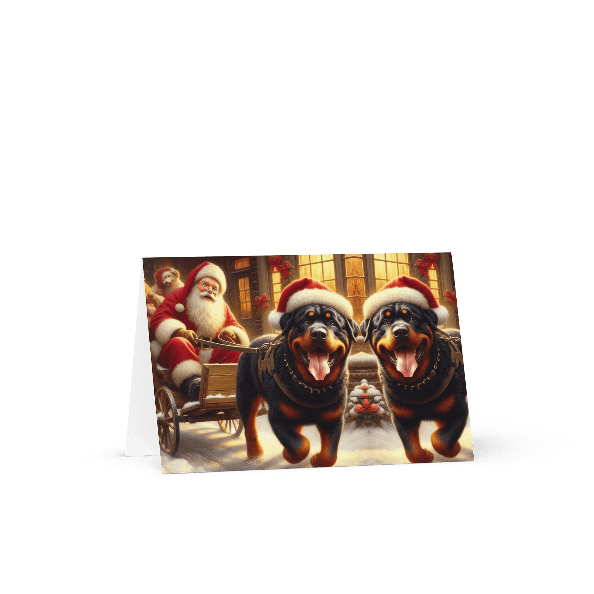 Santa's Rottweiler Sleigh Greeting Card product image (1)
