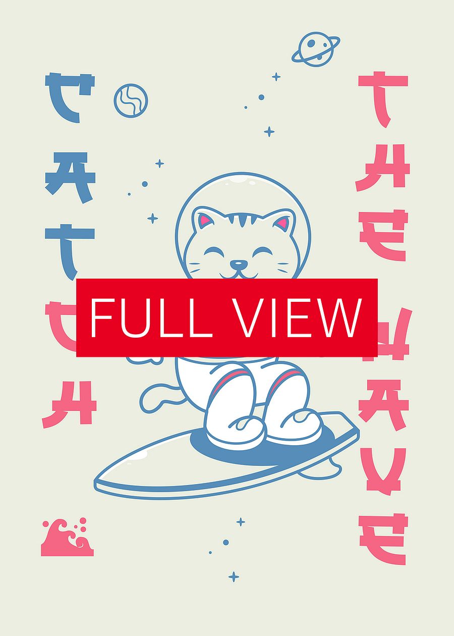 Anime poster: Catch the wave, space cat surfer — vaporwave poster, sport/space poster, manga art print, Japanese space wall art,Japan poster product image (3)