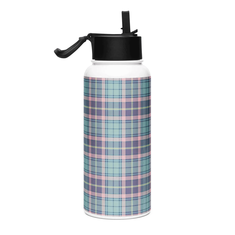 Light Green, Lavender, and Pink Plaid Water Bottle product image (1)