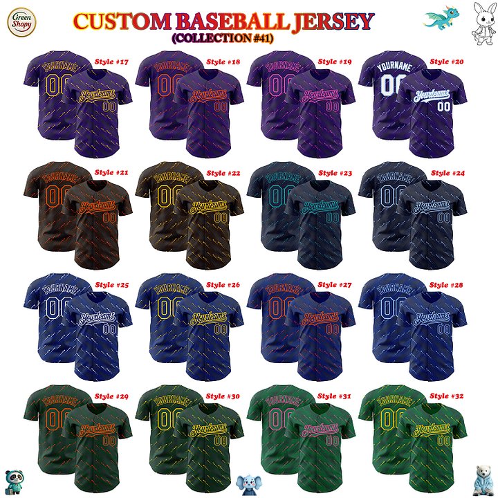 Authentic Baseball Jersey, Custom Baseball Jersey, Personalized Sport Jersey, Colorful, Number, 3D Slant Lines product image (2)