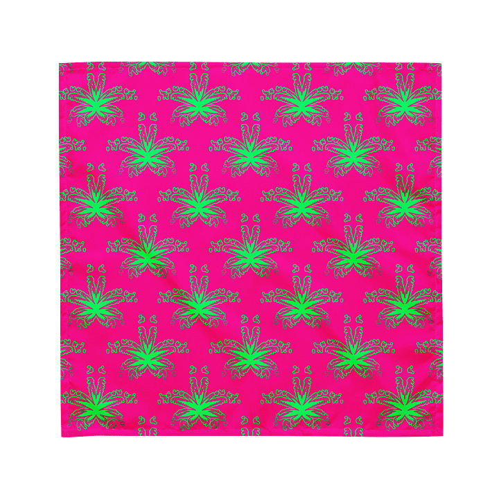 Stoner Summertime Cannabis Bandana, Hot Pink Mint Green Ganja Art, Pot Leaf Pattern Neon Rave 420 Fashion, Weird Weed Leaves Accessory product image (1)