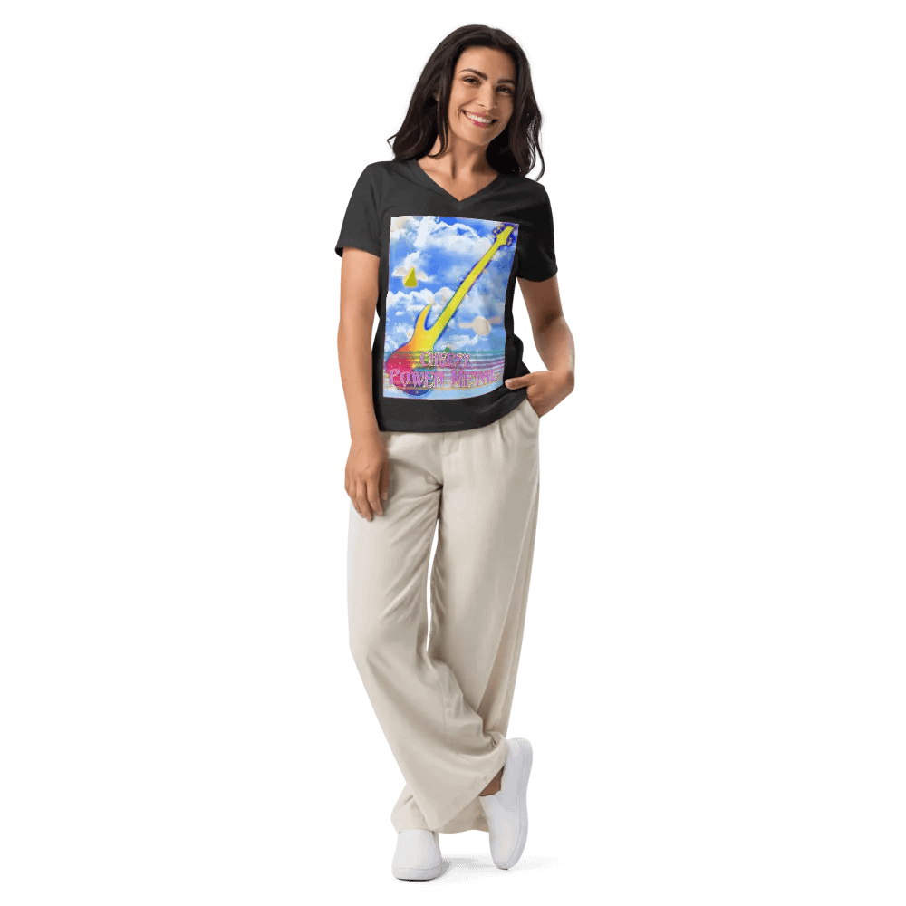 Cheesy Power Metal Relaxed Fit V-Neck T-shirt product image (9)