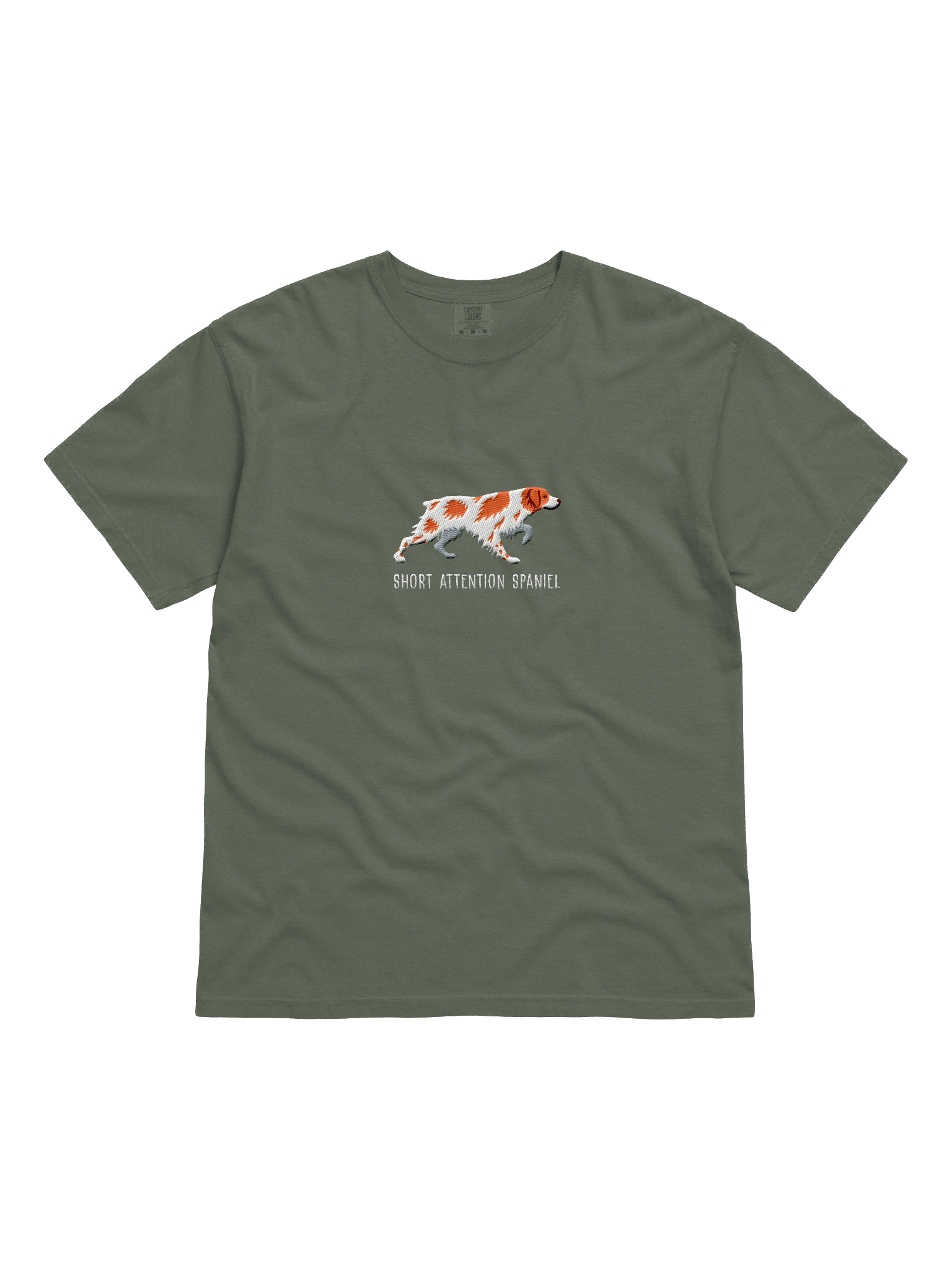 Short Attention Spaniel T-Shirt(Embroidered) of a Brittany Spaniel(Orange & White) product image (21)