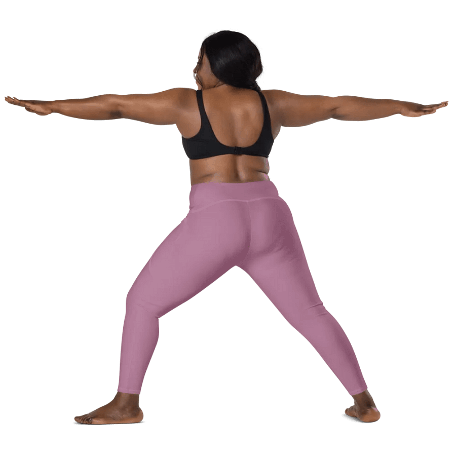 Plain Medium Dark Lilac Purple Soft Summer Women's High Waisted Premium Crossover Leggings with Pockets by Treasure Pie product image (12)