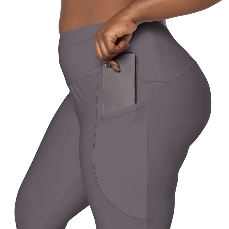Plain Dark Brown Light Summer Women's High Waisted Premium Crossover Leggings with Pockets by Treasure Pie product image (9)
