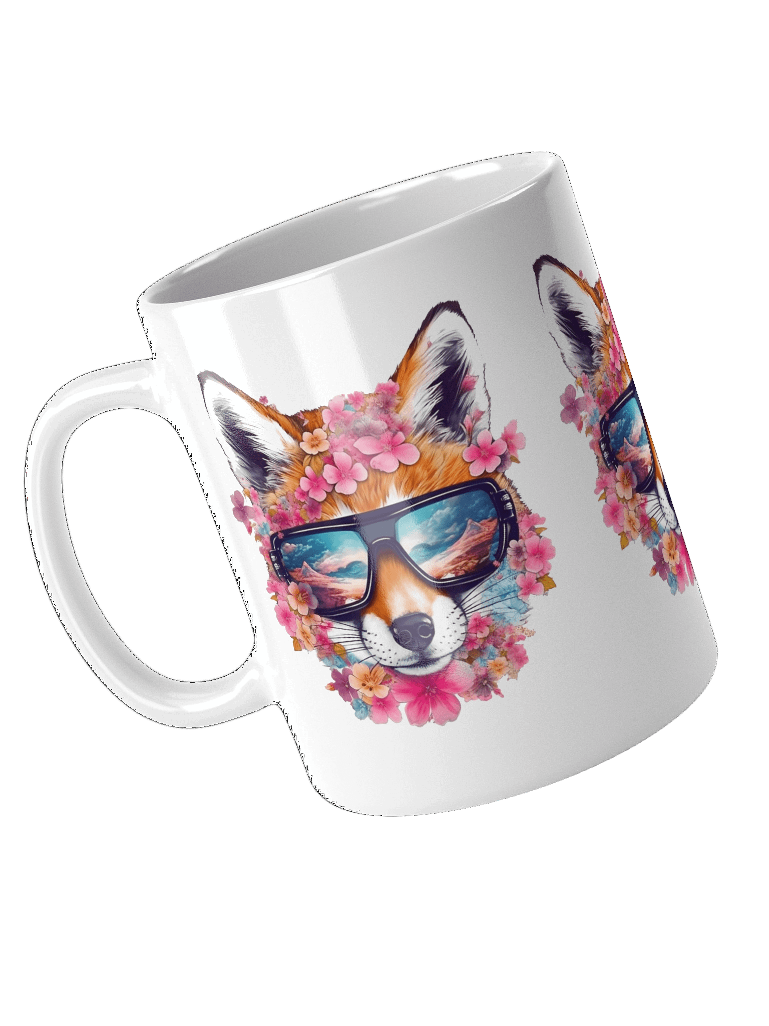 Flower Fox | White Glossy Mug product image (4)