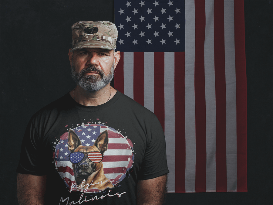 Belgian Malinois Circle American Flag Relaxed Fit T-shirt product image (1)