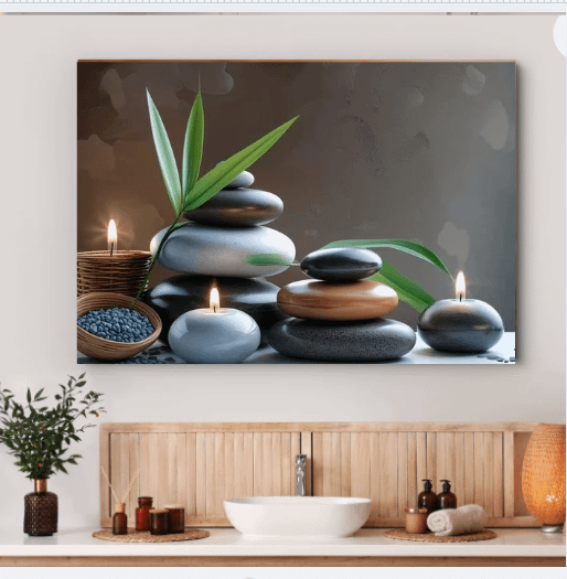 Zen Stones Relaxing Massage Atmosphere Bathroom Wall Art product image (1)