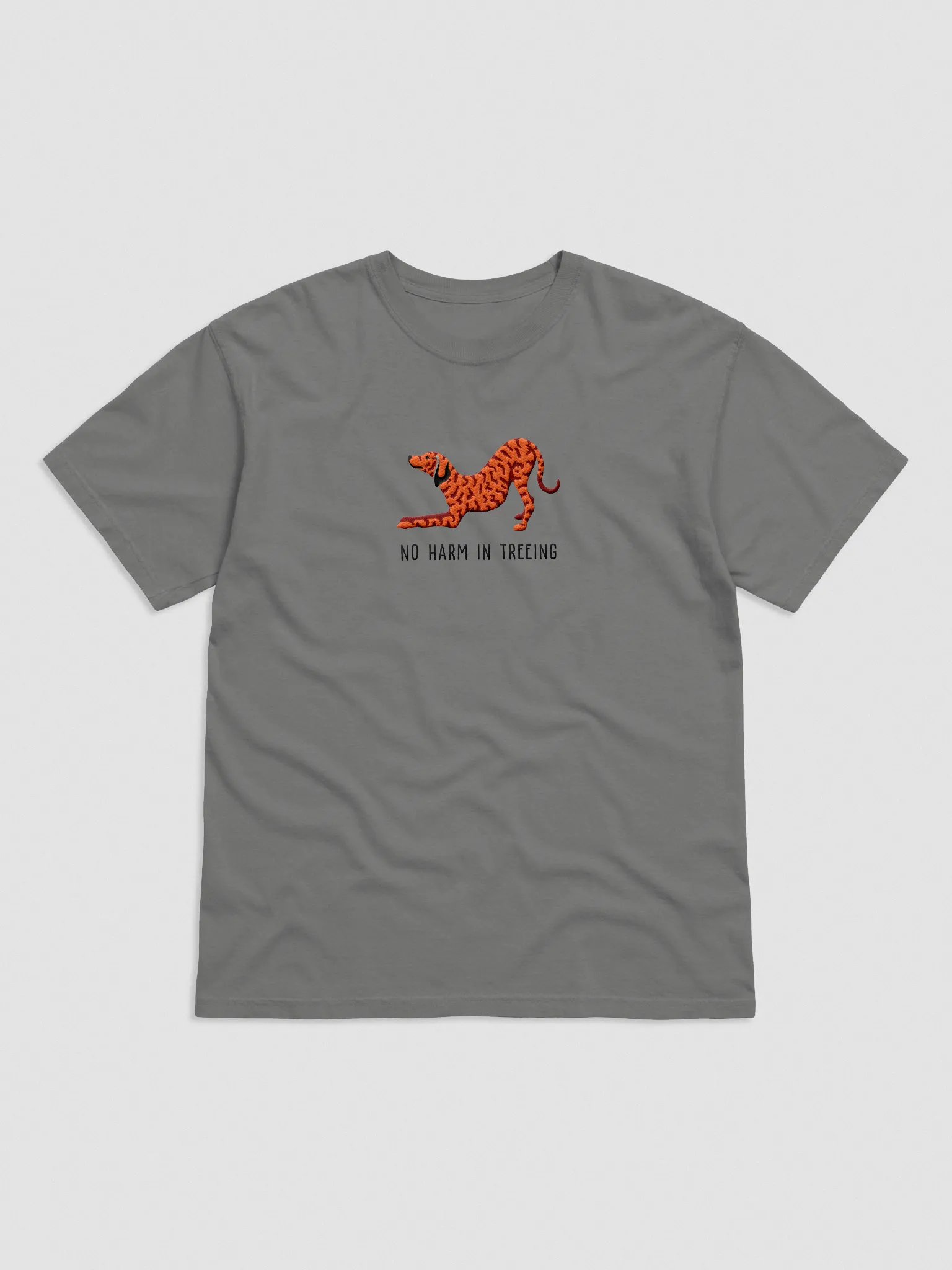 No Harm in Treeing T-Shirt(Embroidered) of a Plott Hound(Red Brindle) product image (4)