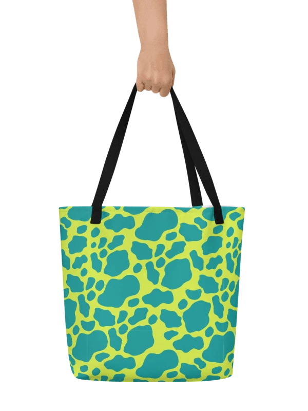 Cow Print Tote bag with Pocket - Green product image (1)