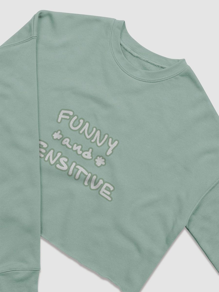 FUNNY *and* SENSITIVE (lined design, #96B697) women’s fleece crop sweatshirt product image (9)