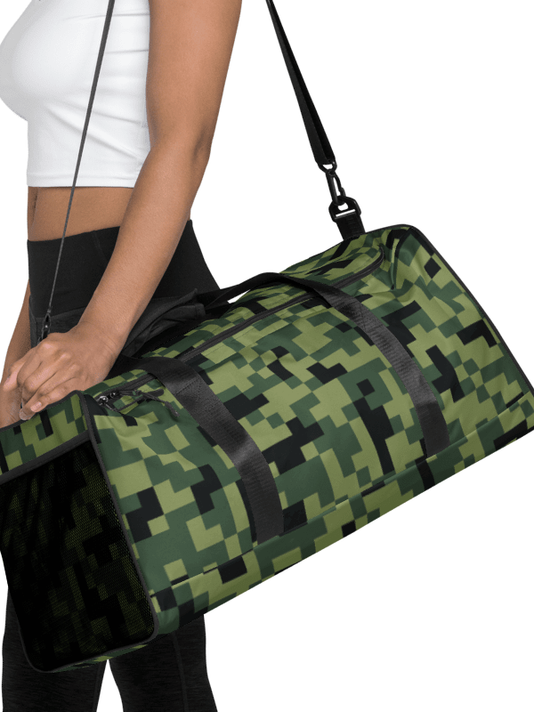 Military Green Camouflage Pixels Camo Pattern Duffle Bag product image (1)