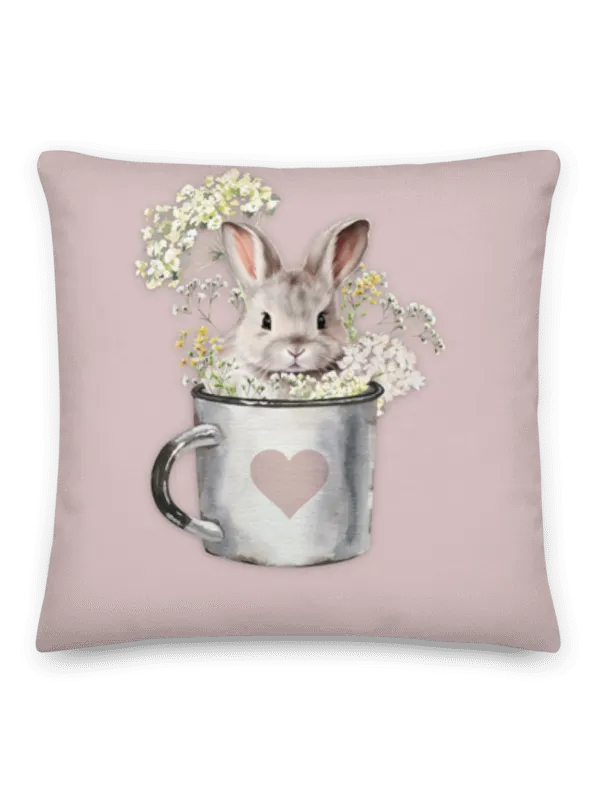 Bunny in A Mug - Blush Rose Pillow product image (1)