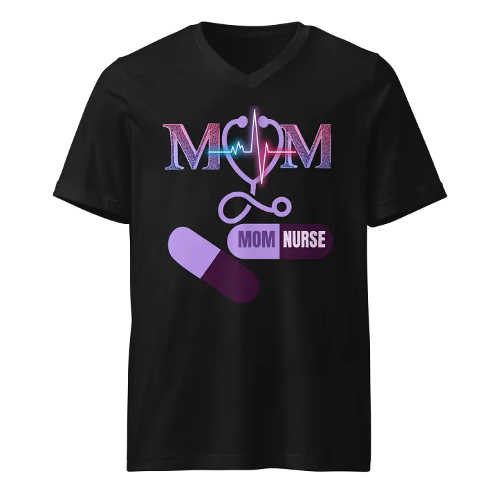 Mom Nurse Heartbeat V-Neck Tee product image (1)