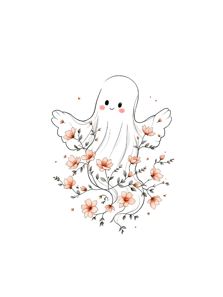 23 Simple and Elegant Floating Ghost Clipart with Floral Design - Clean Line Art Collection for Halloween Decor and Projects product image (1)