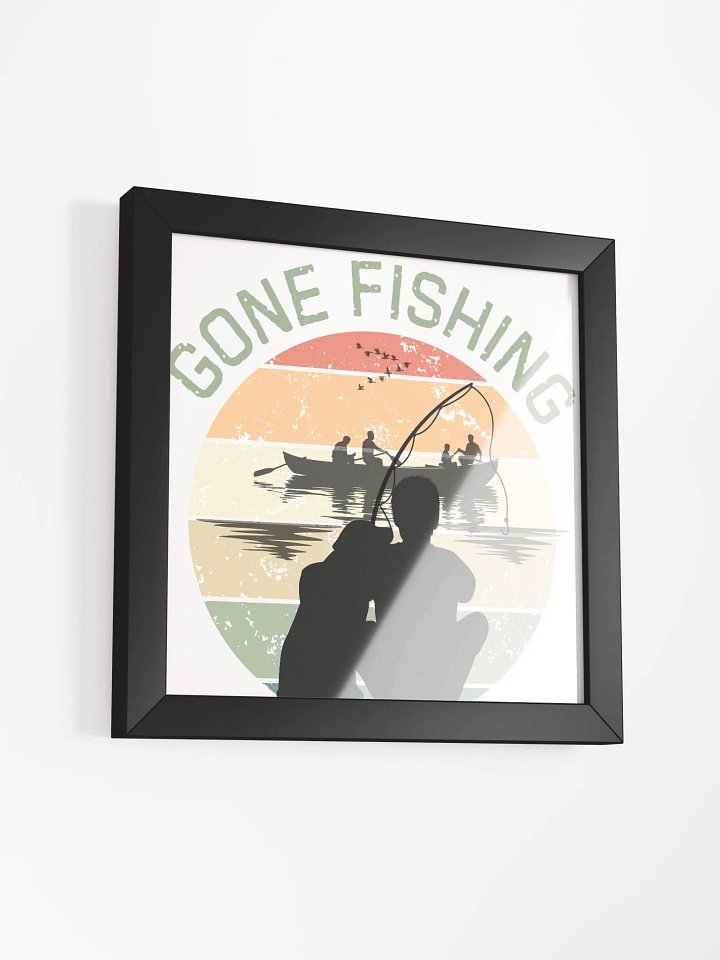 Sunset Serenity: Man and His Best Friend Fishing Wall Art product image (1)